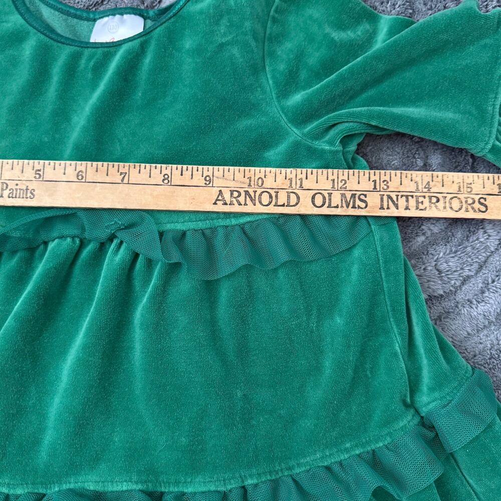 Hanna Andersson | Green Tiered Short Sleeve Dress Christmas Holiday Velvet - Picture 7 of 7